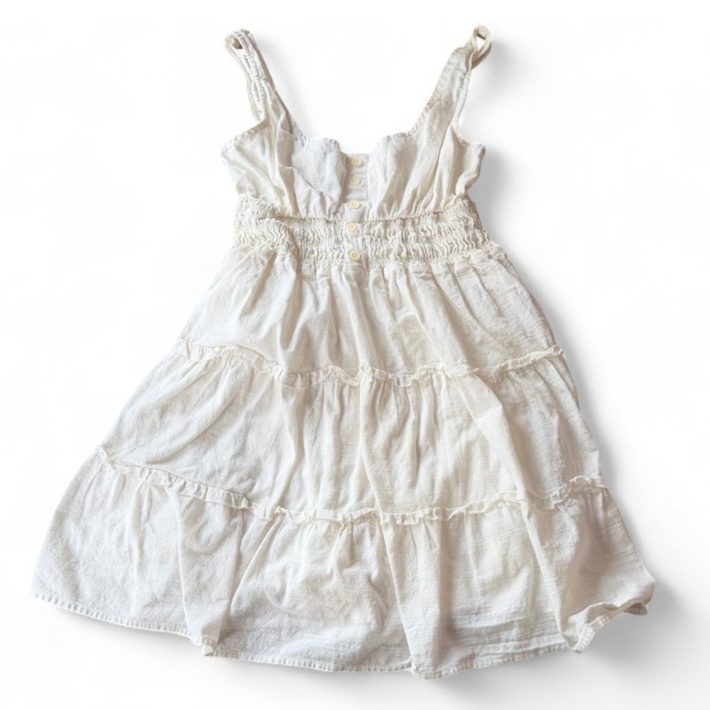 Urban Outfitters White Cotton Smocked Tiered Mini Dress Gauze Boho Small